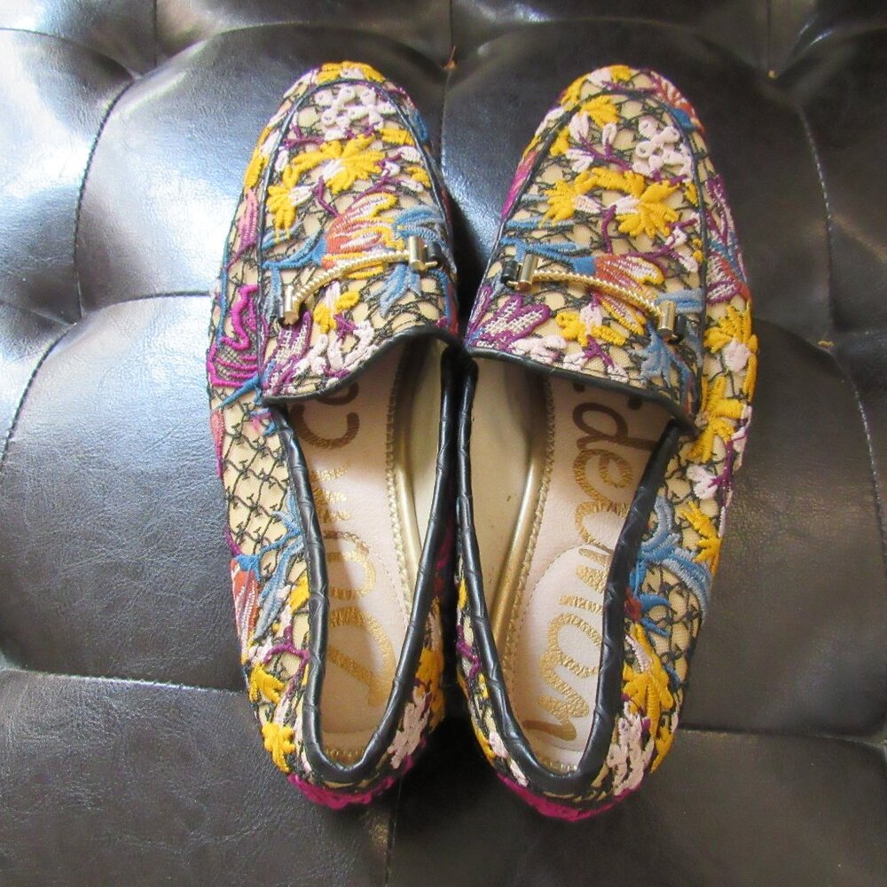 Sam Edelman Loraine Embroidered Floral Flats, SIZE 7.5, Women's Flower Shoes
